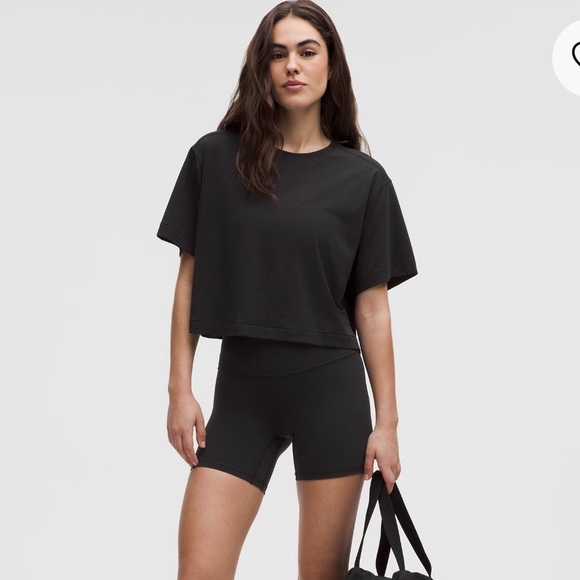 Lululemon Athletica All Yours Organic Cotton Cropped T-Shirt, Black, S - Picture 2 of 6